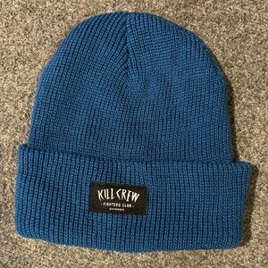 Kill Crew Fighters club Blue Ribbed Cuffed Beanie